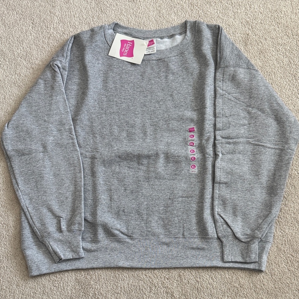 Hanes Women's Heather Gray Crew Neck Sweatshirt